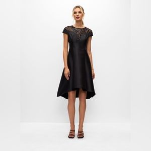 Black Satin Modest Formal Mid Dress Prom Nightgown